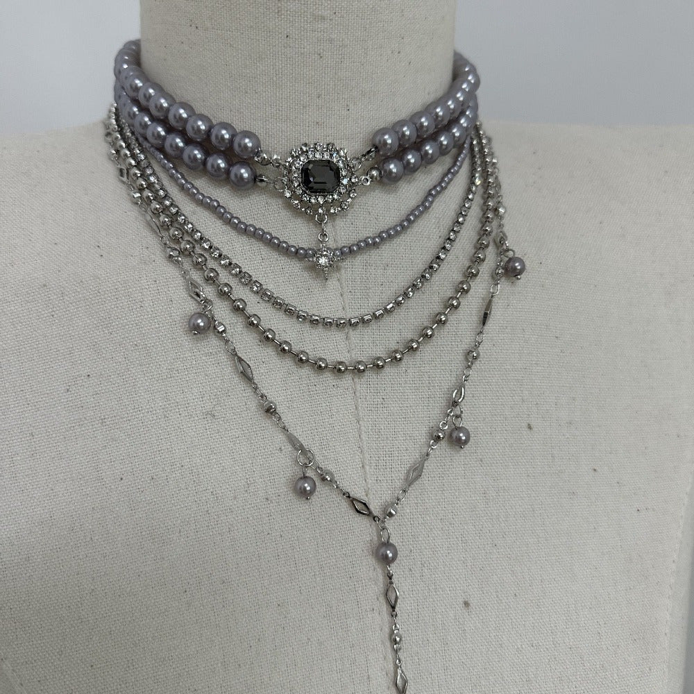 Baroque Niche Light Luxury Temperament Versatile Gray Pearl Women's Necklace