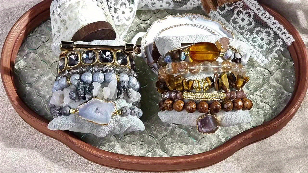 6pcs Boho Natural Stone Beaded Bracelet Set, Stackable Multi-Layer Handmade Stretch Bracelets, Bohemian Elegant Style Suitable For Women Stackable, Fashion Boho Bracelet Jewelry For Women