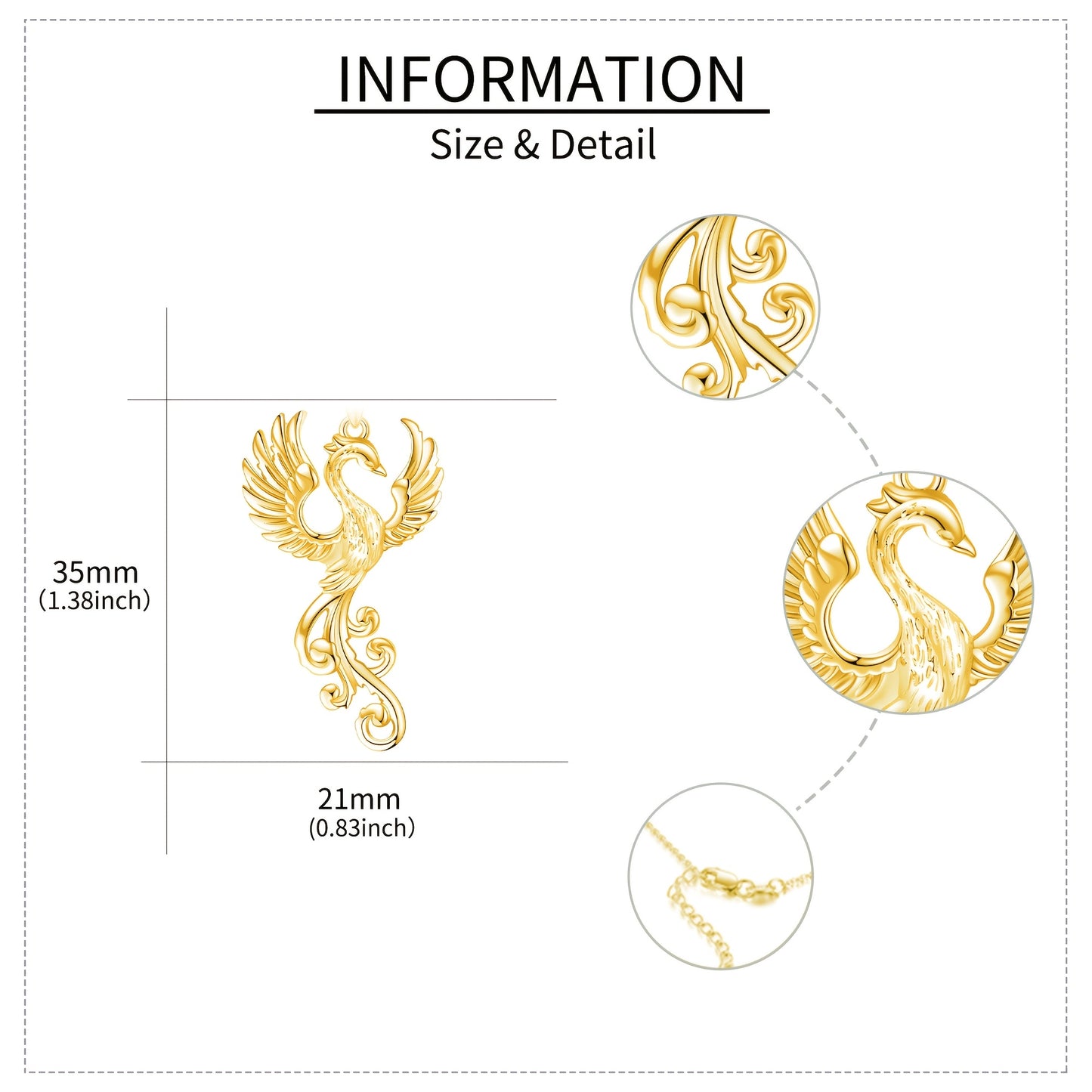 \ Elegant Vintage Phoenix Pendant Necklace, 14K Golden Plated, 925 Sterling Silvery Bird Charm Jewelry for Women, Ideal for Daily Wear & Gifting, Christmas Gift Item, Vintage Style,14K Golden Plated