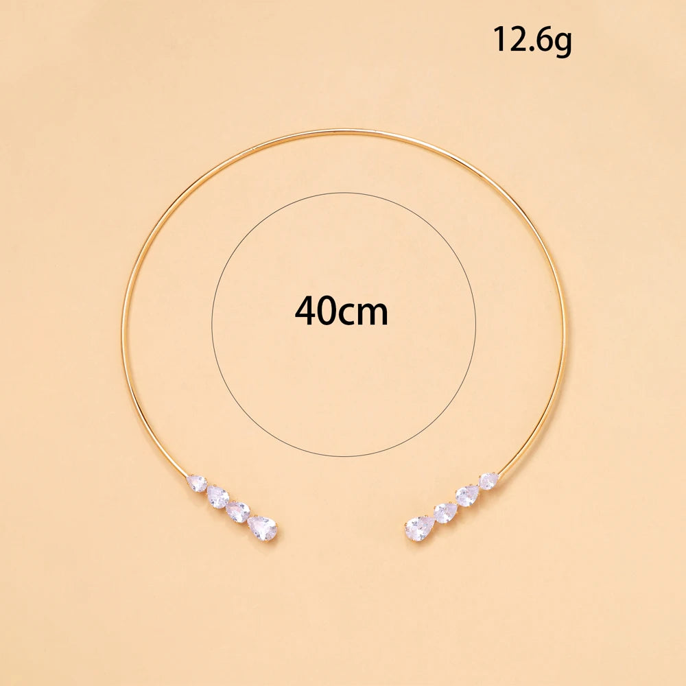 Water Drop Choker Necklace Women Bling Neck Prom Accessories Rhinestone Fashion Sparkly Jewelry Collar