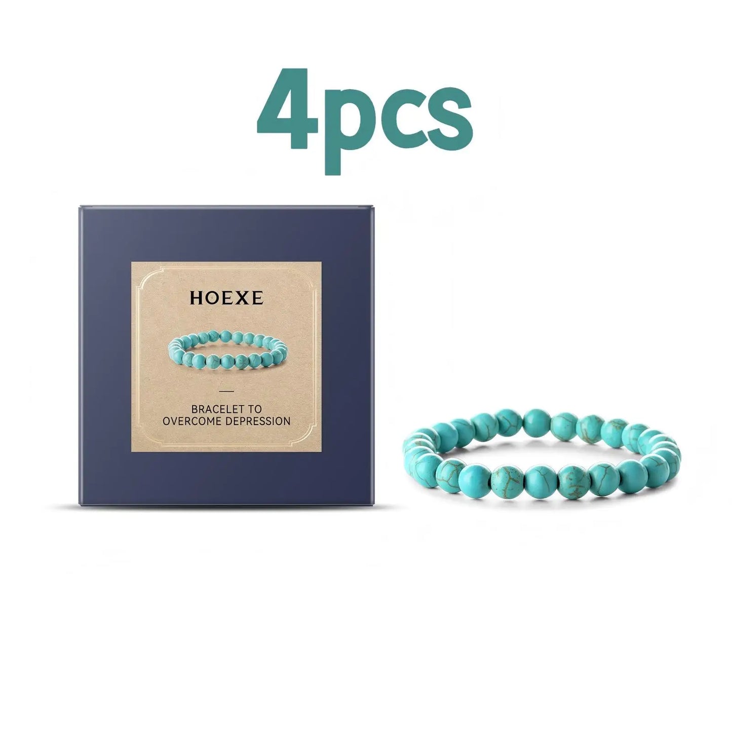 Hoexe 1pc Turquoise Beaded Bracelets Natural Stone Healing Crystal Jewelry Relieve Stress Fatigue Yoga Turquoise Bracelets