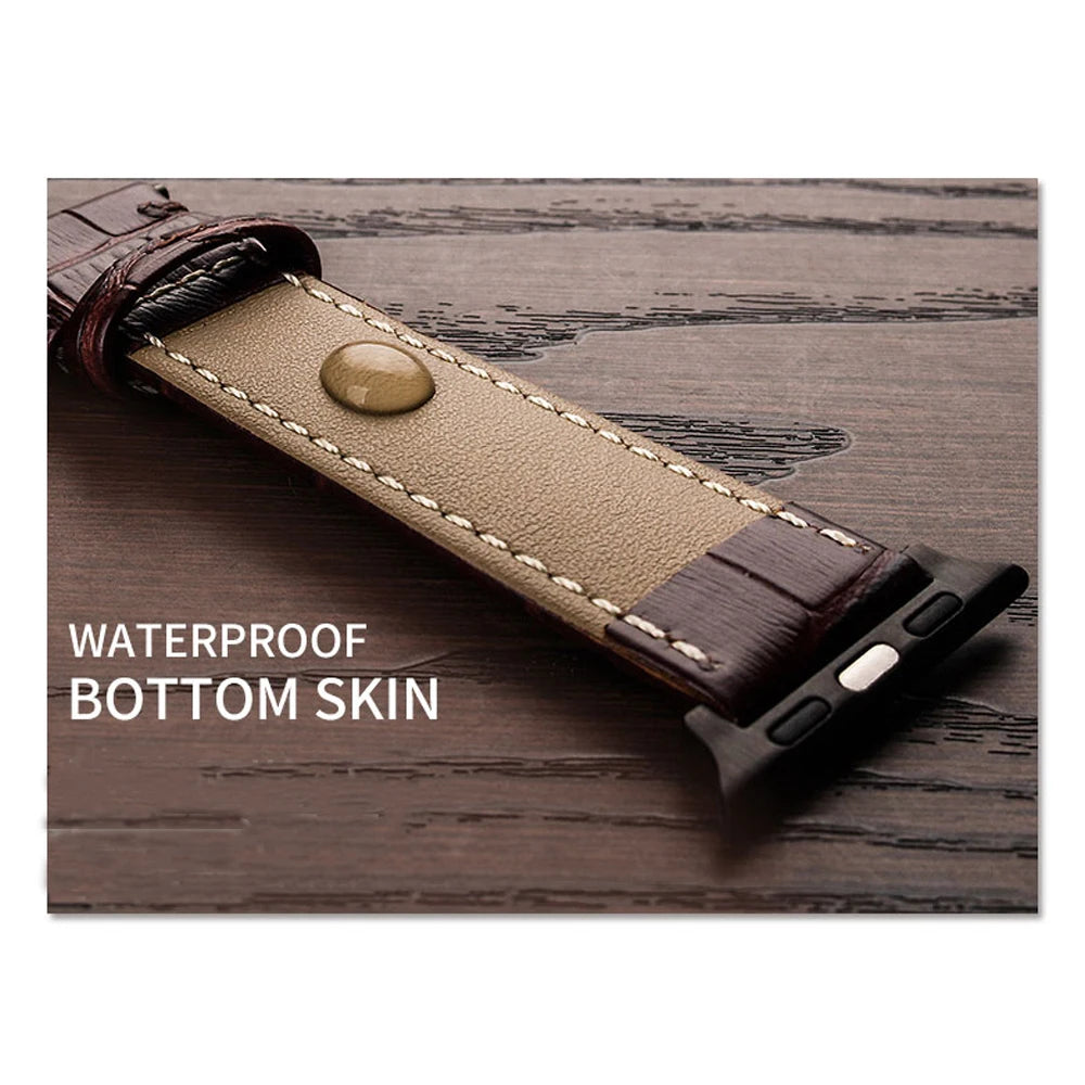 Strap For Apple watch band 44mm 40mm Butterfly buckle correa Iwatch 42mm 38mm Leather bracelet apple watch serie 6 5 4 3 2 SE 44