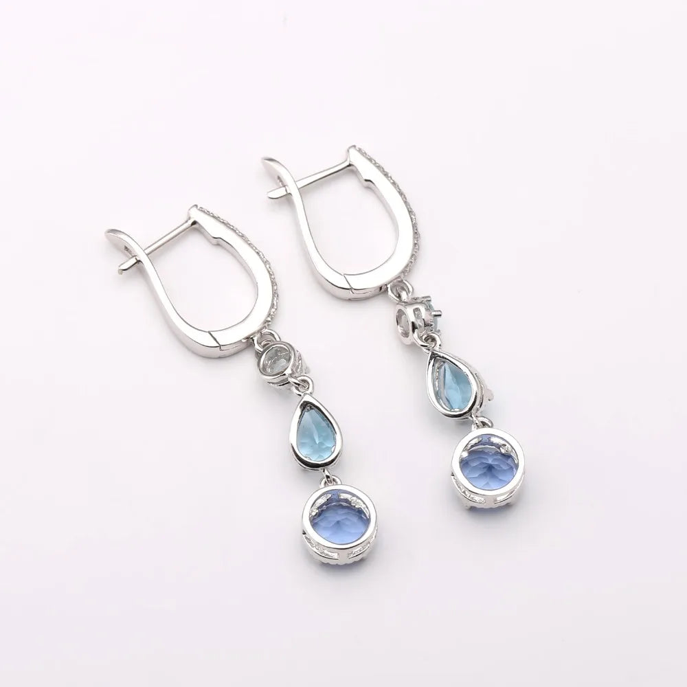 Natural Color-Change Fluorite Mix Gemstone Drop Earrings 100% Genuine 925 sterling silver Fine Jewelry For Women