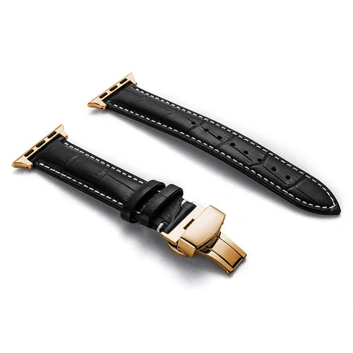 Strap For Apple watch band 44mm 40mm Butterfly buckle correa Iwatch 42mm 38mm Leather bracelet apple watch serie 6 5 4 3 2 SE 44
