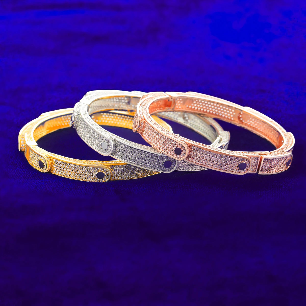 Bubble Letter Iced Irregular Multilateral Figure Bangle Real Gold Color Women Bracelet  Jewelry