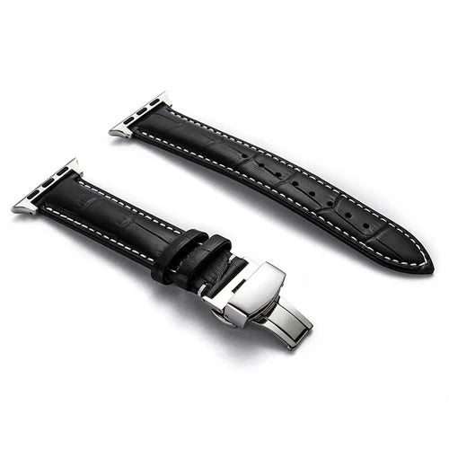 Strap For Apple watch band 44mm 40mm Butterfly buckle correa Iwatch 42mm 38mm Leather bracelet apple watch serie 6 5 4 3 2 SE 44