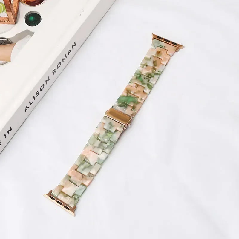 Luxury Resin strap for Apple Watch Ultra 2 Band 49mm 45mm 41mm 40mm 44mm 38mm 42mm Link bracelet iwatch series 9 7 8 6 se 5 4 3