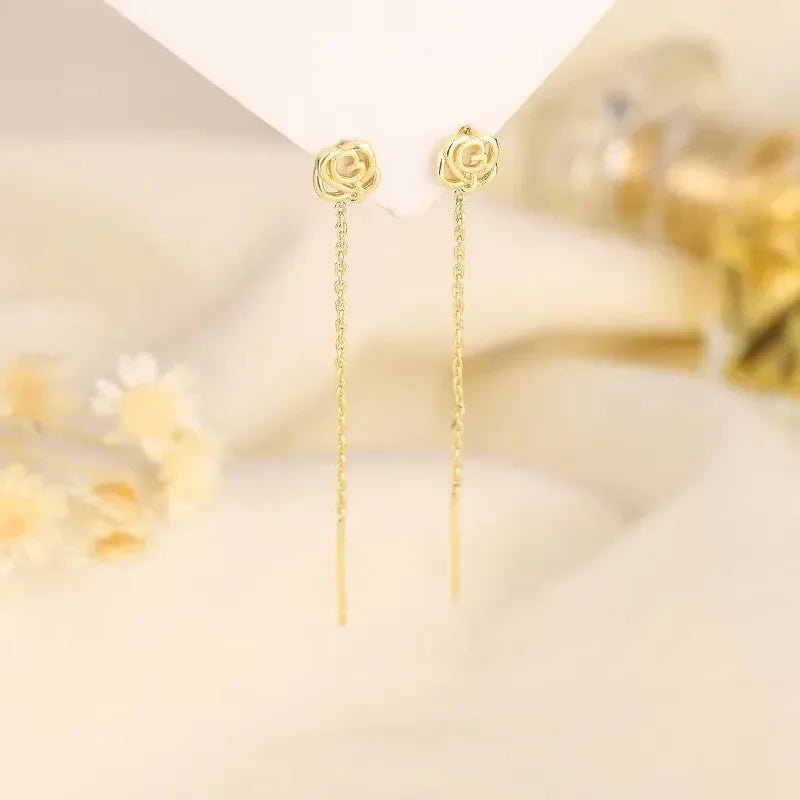 French Luxury Sweet Romantic Long Zircon Tassel Twisted Earrings for Women Jewelry Gift