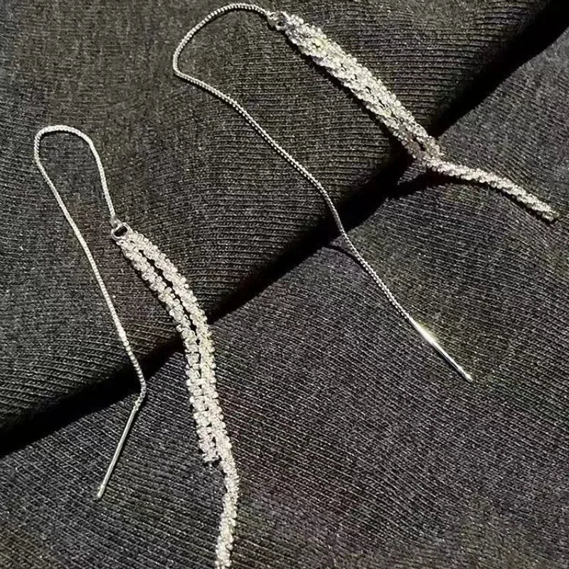 New Long Tassel Chain Dangle Earrings for Women Fashion Fine Earring Luxury