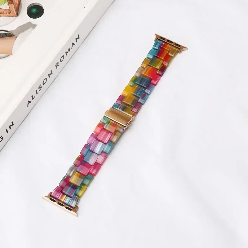 Luxury Resin strap for Apple Watch Ultra 2 Band 49mm 45mm 41mm 40mm 44mm 38mm 42mm Link bracelet iwatch series 9 7 8 6 se 5 4 3