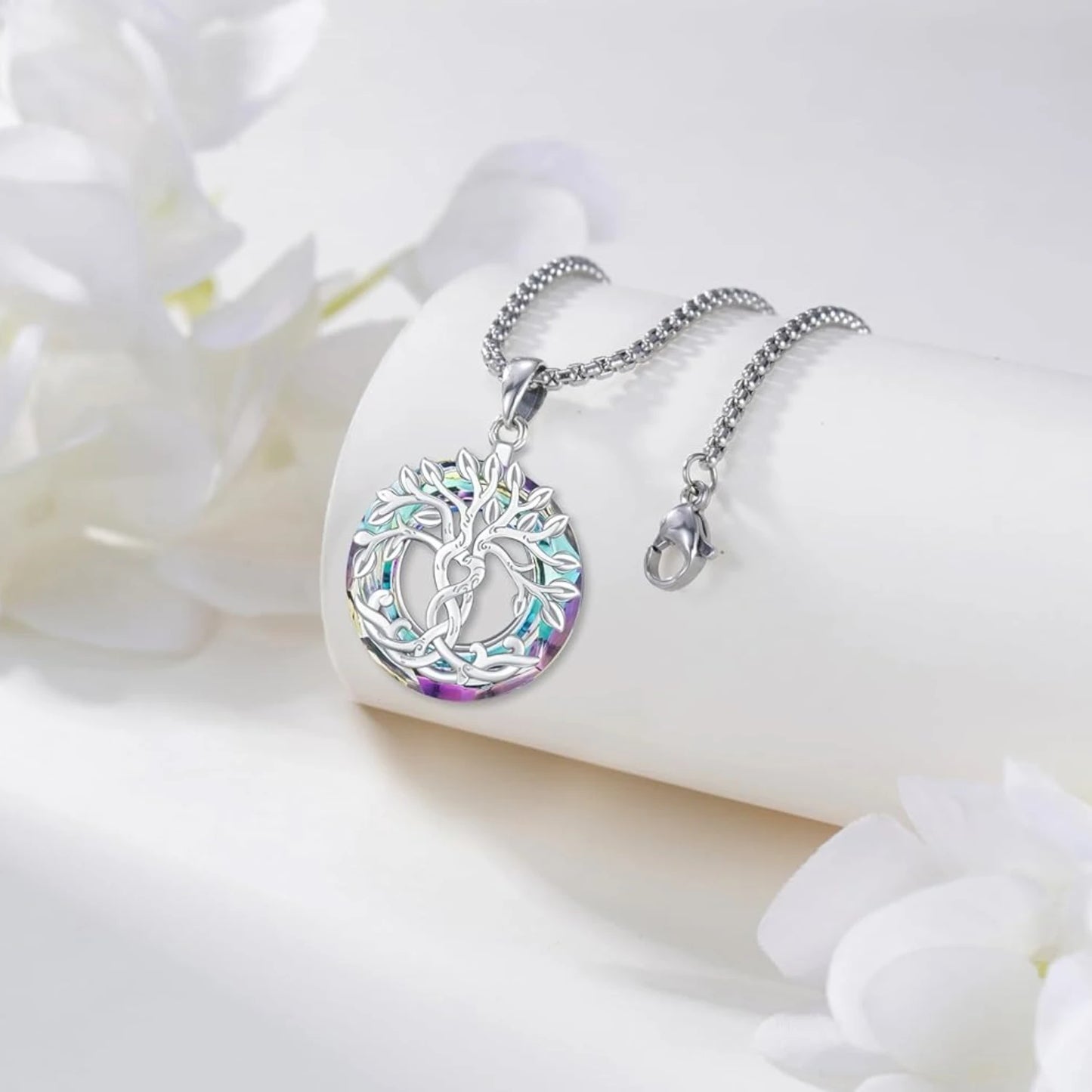 Tree of Life Necklace for Women 925 Sterling Silver Tree of Life Crystal Pendant Jewelry Gift For Graduation Birthday Christmas