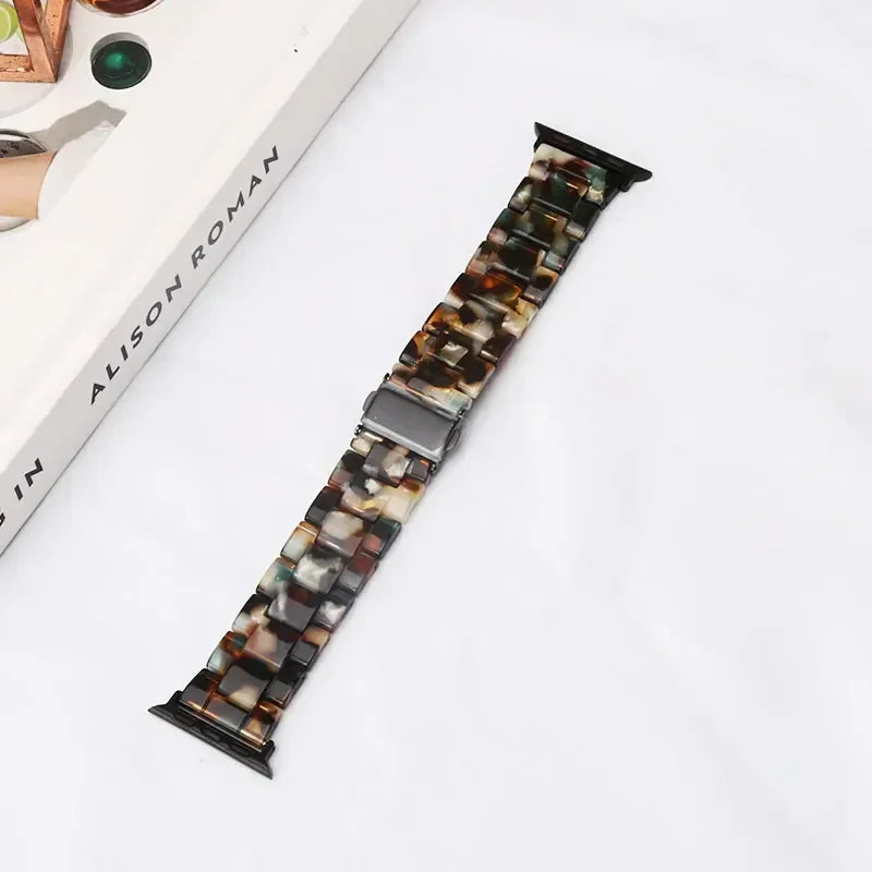 Luxury Resin strap for Apple Watch Ultra 2 Band 49mm 45mm 41mm 40mm 44mm 38mm 42mm Link bracelet iwatch series 9 7 8 6 se 5 4 3