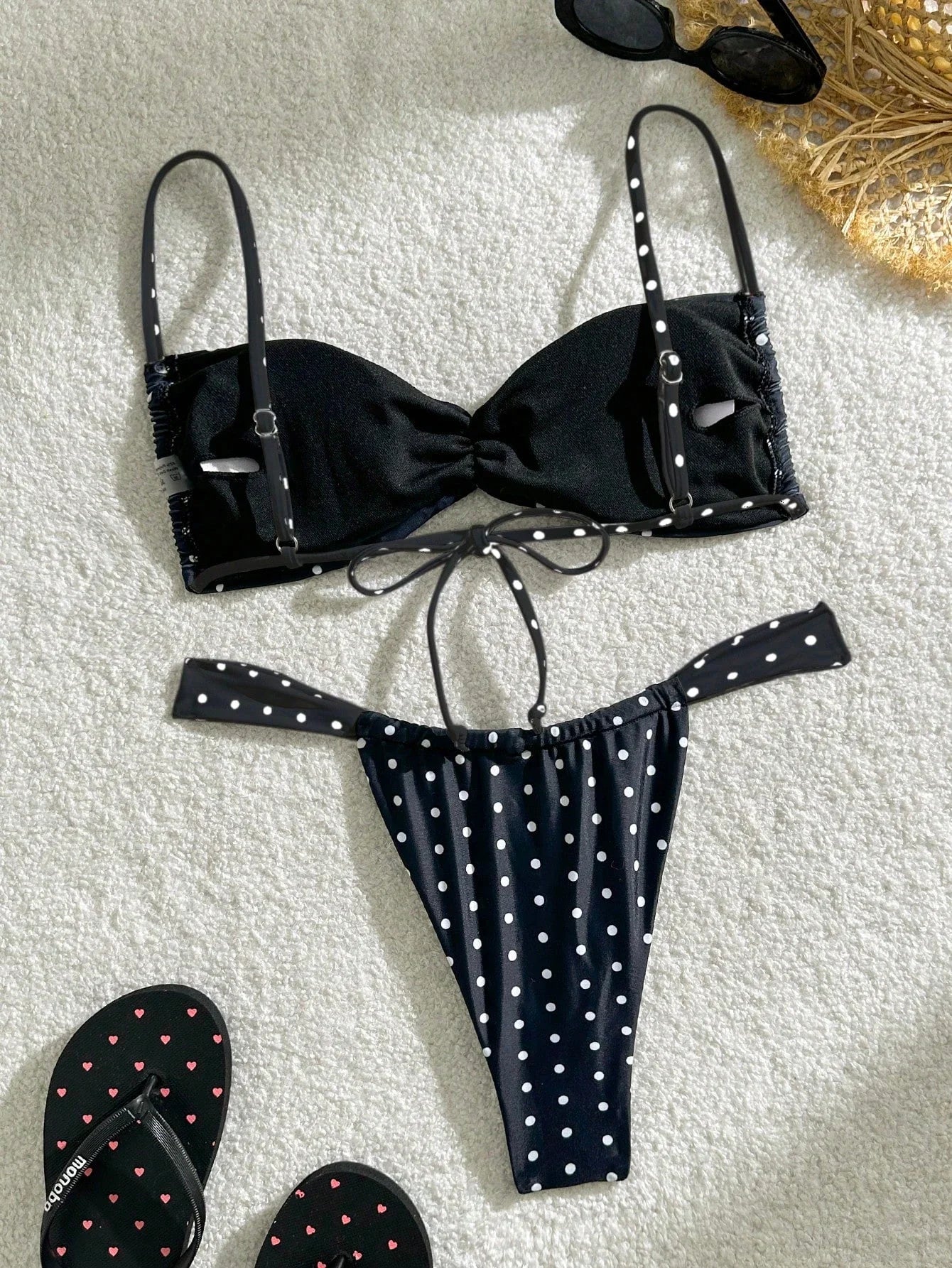 New summer 2025 niche polka dot cool sexy strappy bikini set