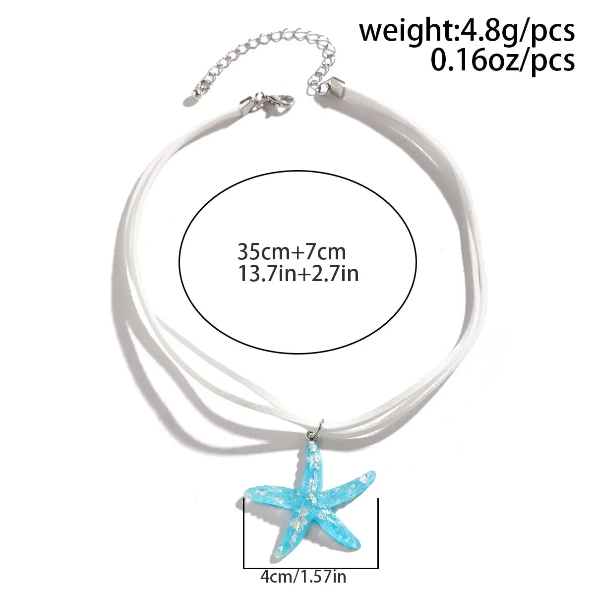 Multi layered Creative Rope Chain Fashion Beach Jewelry Gift Girl Boho White Blue Starfish Pendant With Necklace Women's