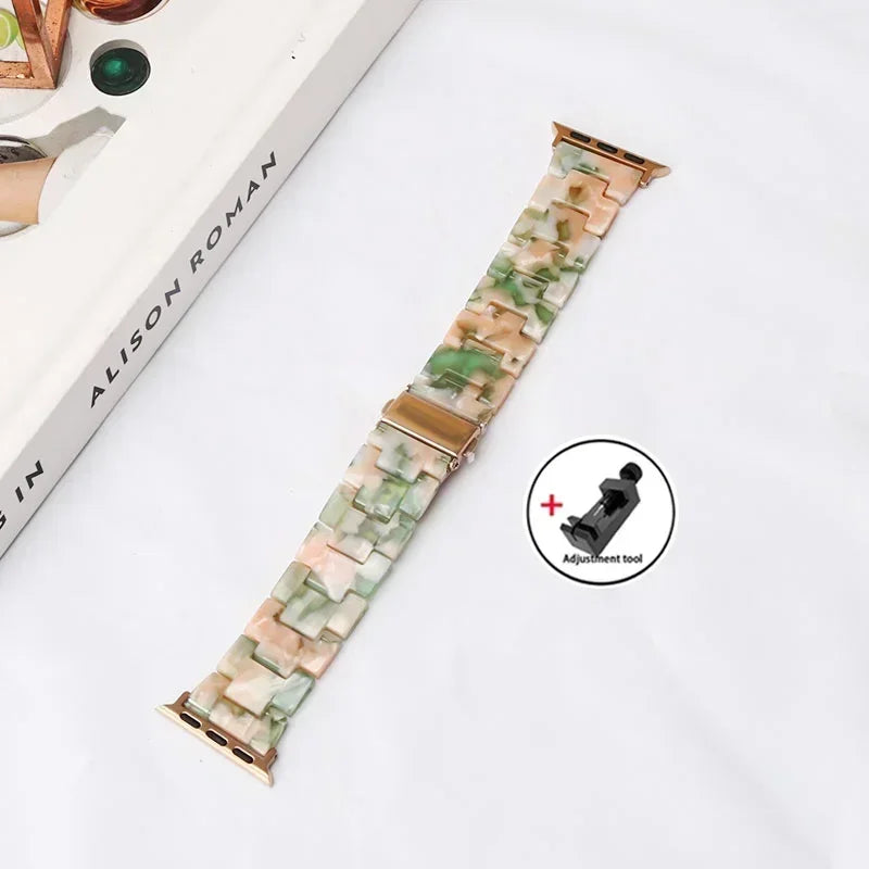 Luxury Resin strap for Apple Watch Ultra 2 Band 49mm 45mm 41mm 40mm 44mm 38mm 42mm Link bracelet iwatch series 9 7 8 6 se 5 4 3