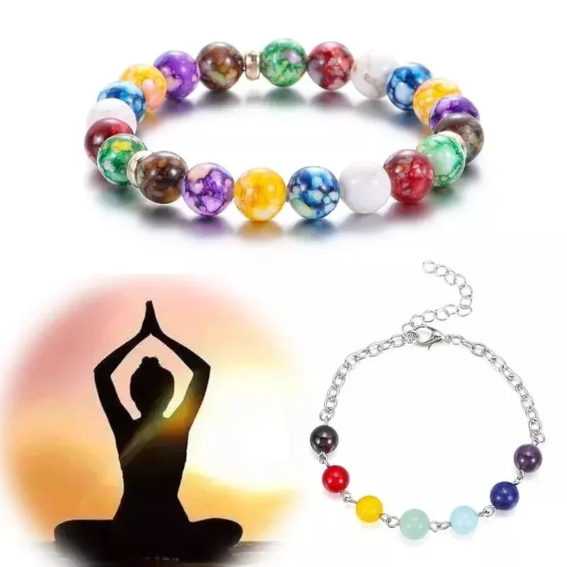 Classic 7 Chakra Beads Bracelet Natural Stone Black Rope Braided Yoga Reiki Healing Balance Bracelets & Bangles Meditation Gift