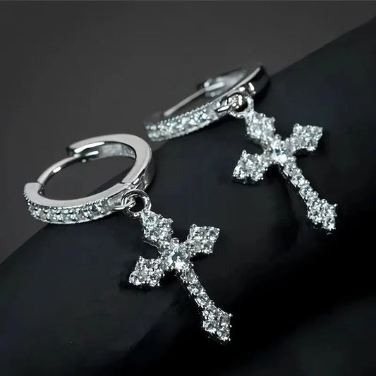 Classic Cross Point-Drill Crystal Exquisite White Color Earrings For Women Jewelry Gifts