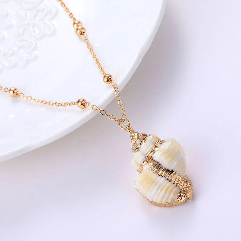 Bohemia Conch Shells Necklace Sea Beach Pendant Necklace For Women Female Summer Gift Jewelry