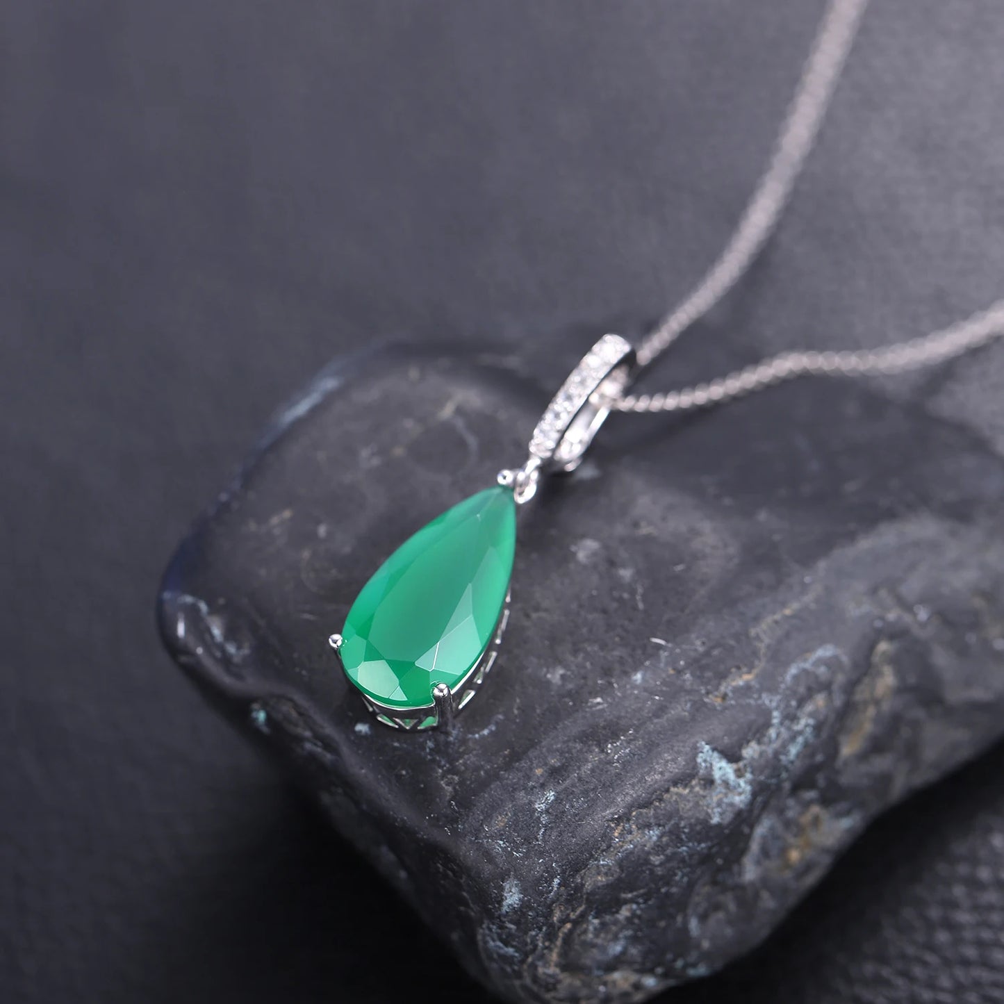 7.89Ct Natural Green Agate Gemstone Pendant 925 sterling Silver Necklaces & Pendants For Women Fine Jewelry
