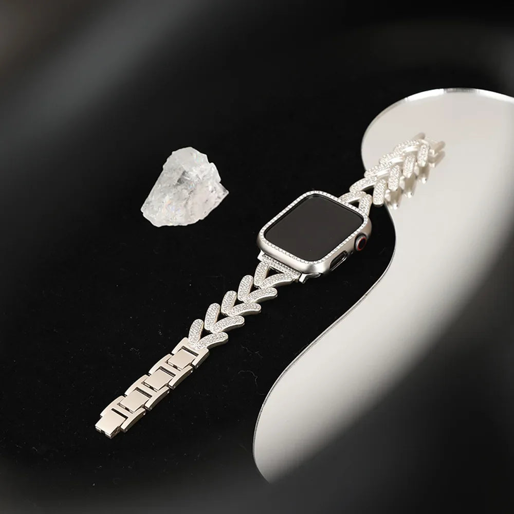 Diamond Metal Strap for Apple Watch 10 Band 46mm 42mm 45mm 40mm 41mm 44/49mm Women Belt Bracelet iWatch Series 9 8 7 Se 6 Ultra