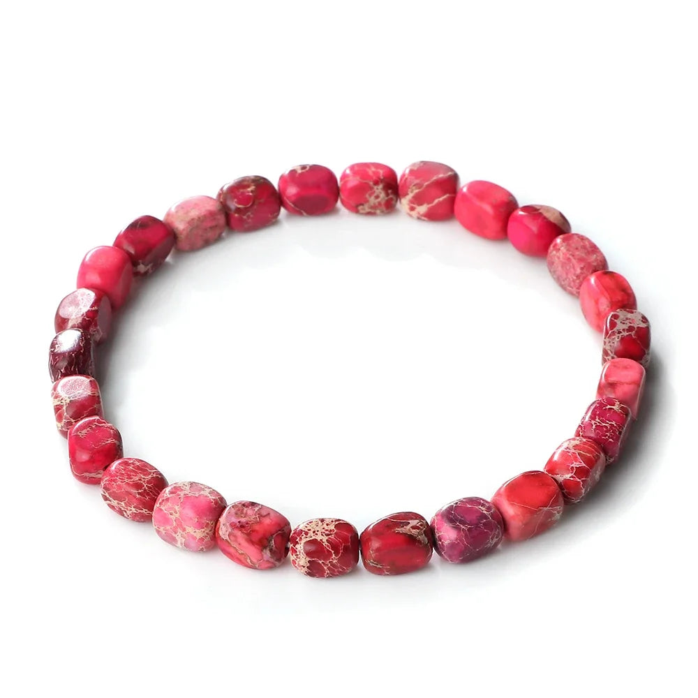 Vintage Elastic Bead Bracelet Square Emperor Stone Bangle Women Men Chakra Healing Couple Bracelet Natural Chain Jewelry