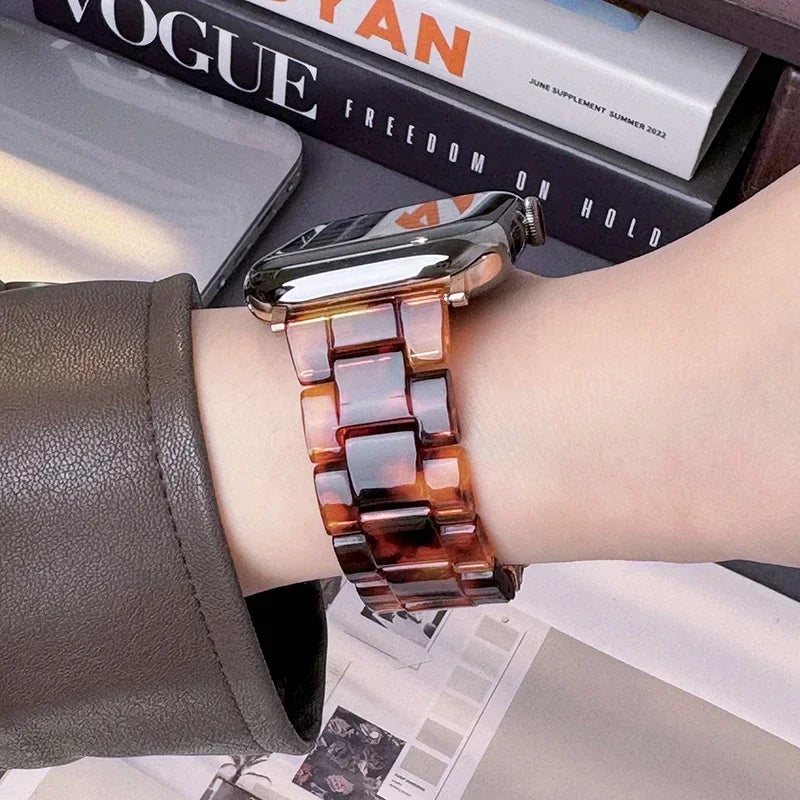 Luxury Resin strap for Apple Watch Ultra 2 Band 49mm 45mm 41mm 40mm 44mm 38mm 42mm Link bracelet iwatch series 9 7 8 6 se 5 4 3