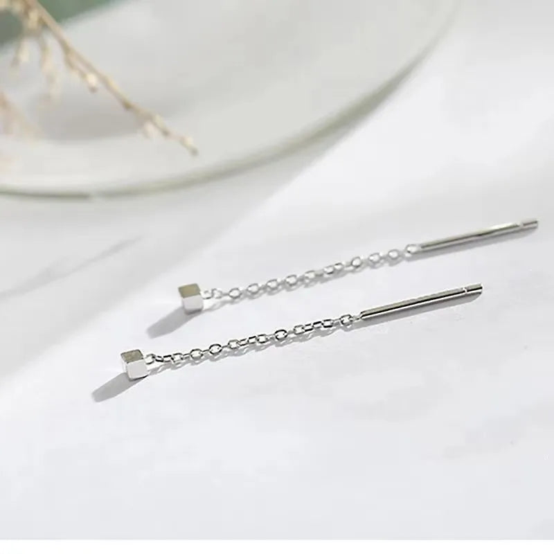 French Luxury Sweet Romantic Long Zircon Tassel Twisted Earrings for Women Jewelry Gift