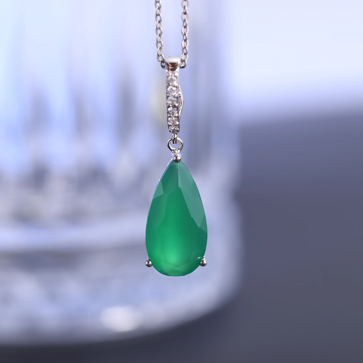 7.89Ct Natural Green Agate Gemstone Pendant 925 sterling Silver Necklaces & Pendants For Women Fine Jewelry