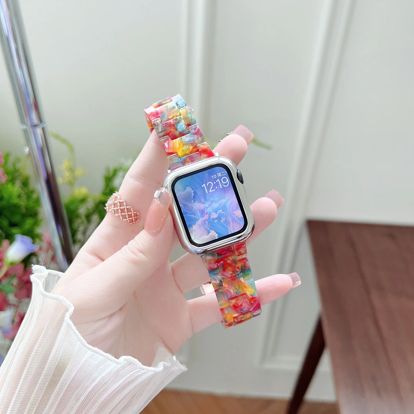 Luxury Resin strap for Apple Watch Ultra 2 Band 49mm 45mm 41mm 40mm 44mm 38mm 42mm Link bracelet iwatch series 9 7 8 6 se 5 4 3