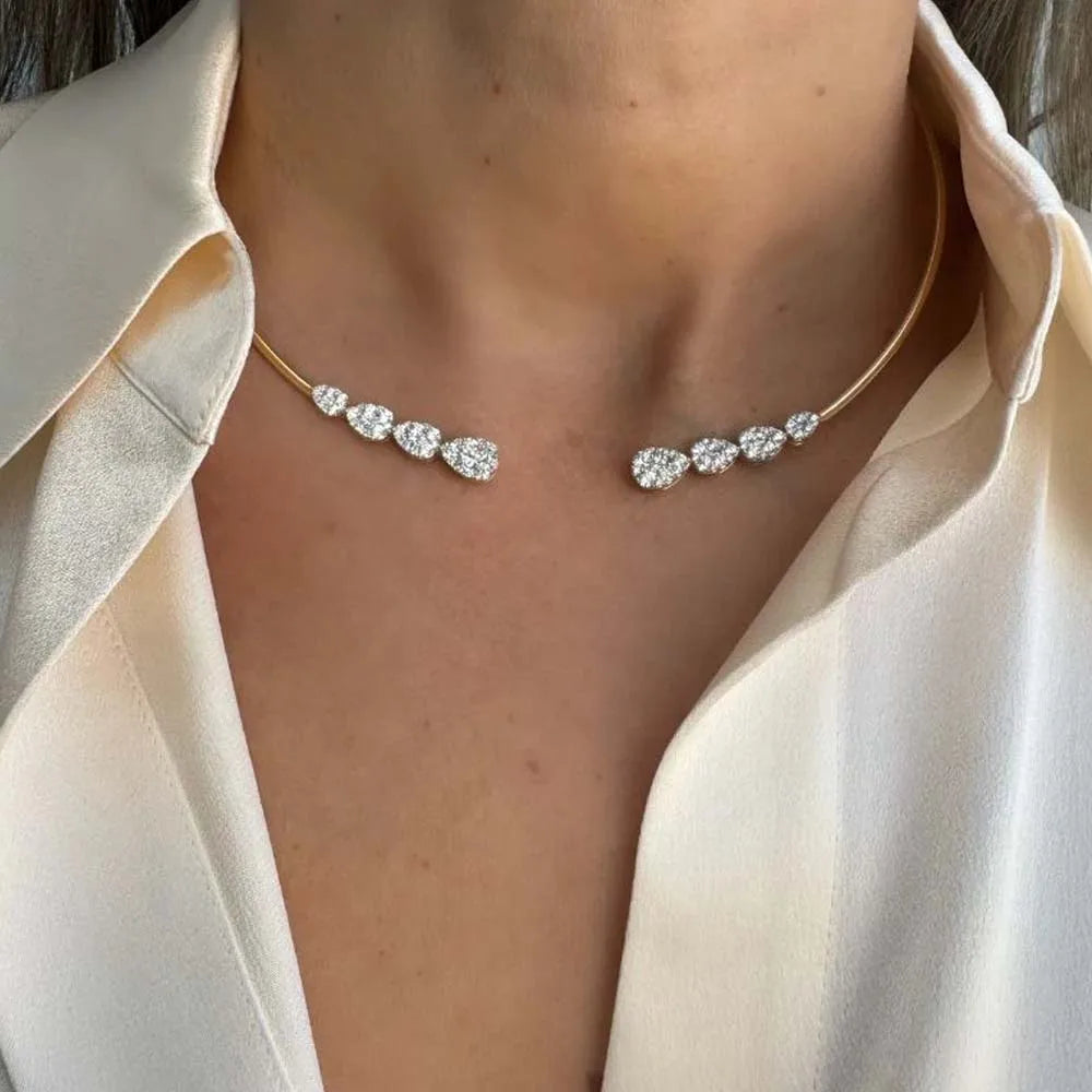 Water Drop Choker Necklace Women Bling Neck Prom Accessories Rhinestone Fashion Sparkly Jewelry Collar