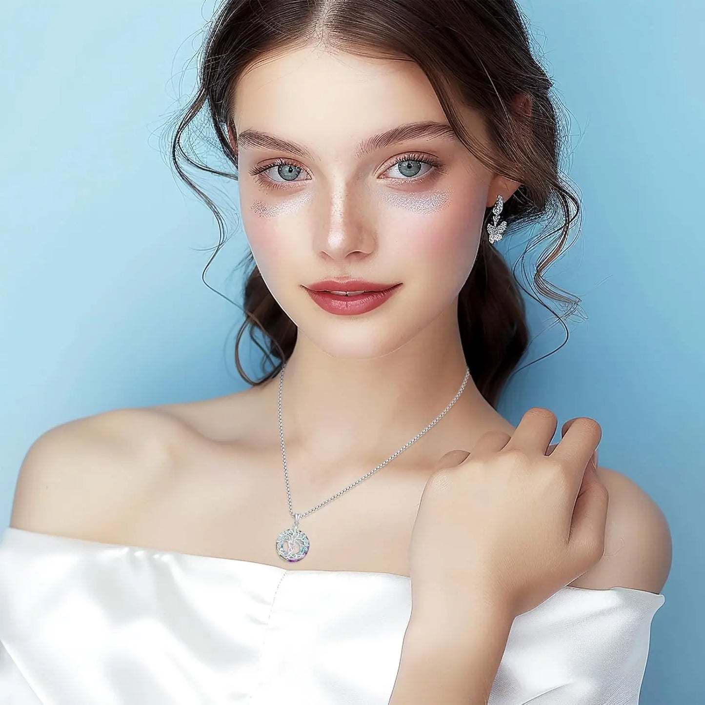 Tree of Life Necklace for Women 925 Sterling Silver Tree of Life Crystal Pendant Jewelry Gift For Graduation Birthday Christmas