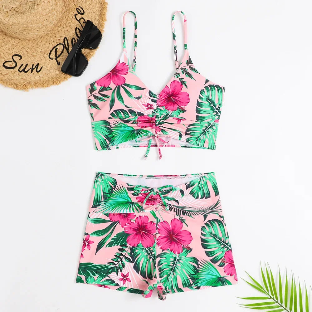 2025 High Waist Bikini Swimsuit Women Push Up Bikini Floral Swimsuit Print Bikini boxers Swimwear Swim Trunks Bathing Suit