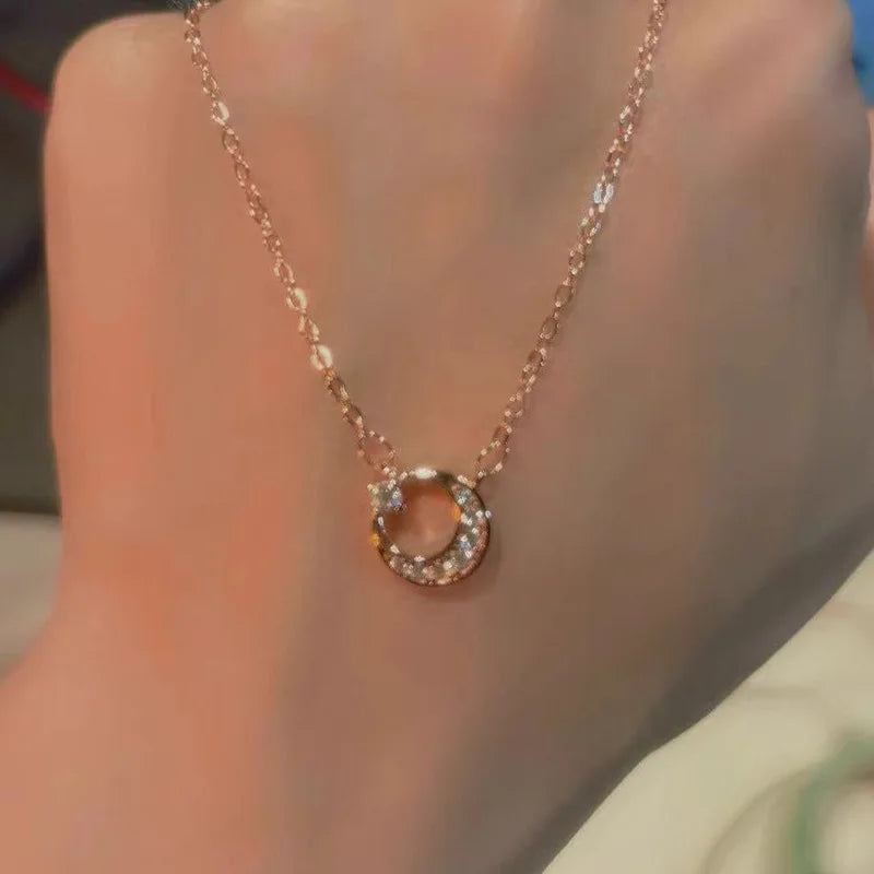 Sun, Moon and Stars Necklace Women's Light Luxury Niche Design Sense Zircon Pendant Clavicle Chain