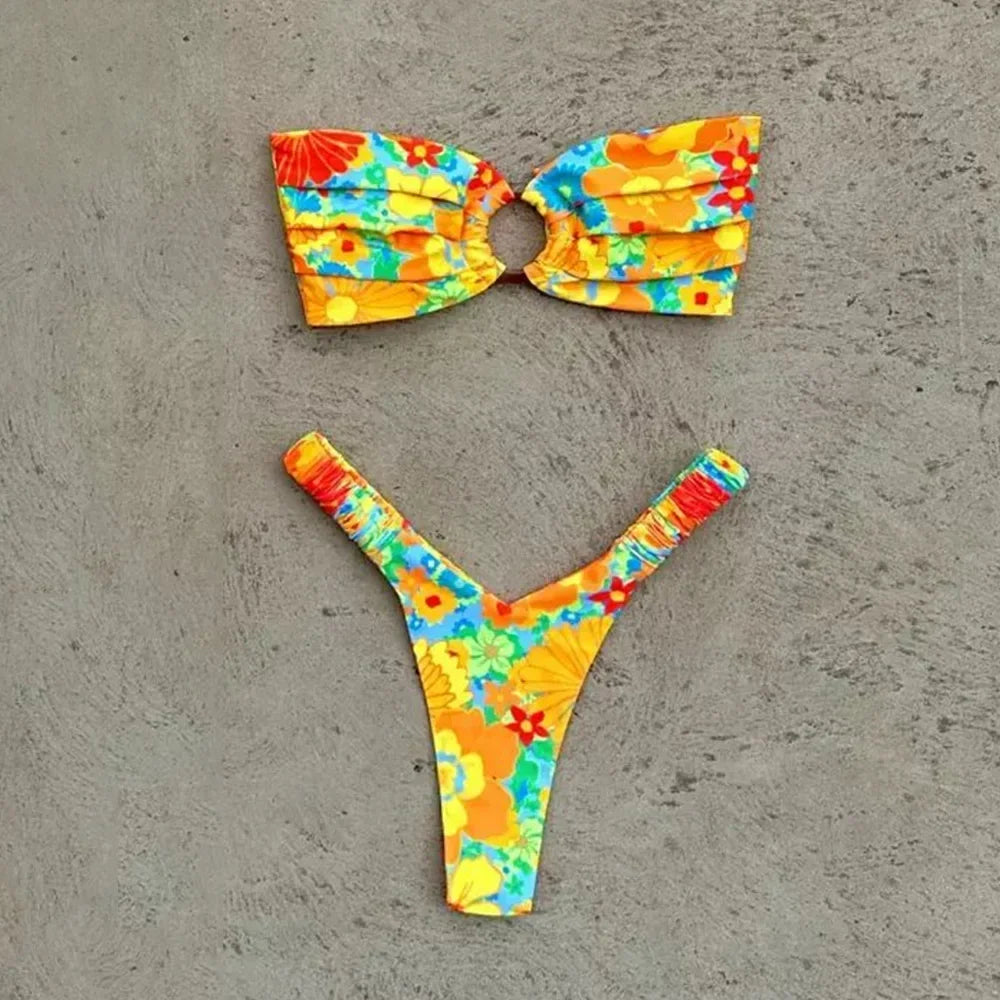 Micro Bikini Push Up Women Swimsuits 2025 Sexy Female Swimwear Brazilian Bikini Set Thong Biquini Swim Suits Print Beachwear