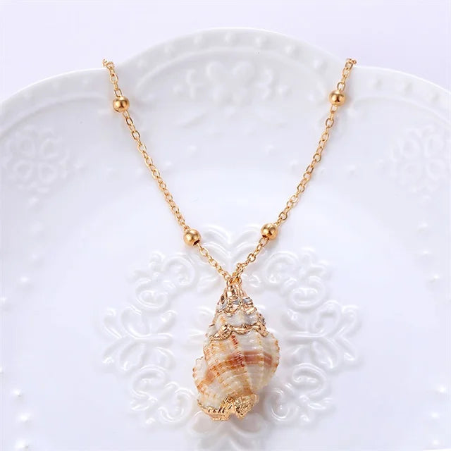 Bohemia Conch Shells Necklace Sea Beach Pendant Necklace For Women Female Summer Gift Jewelry