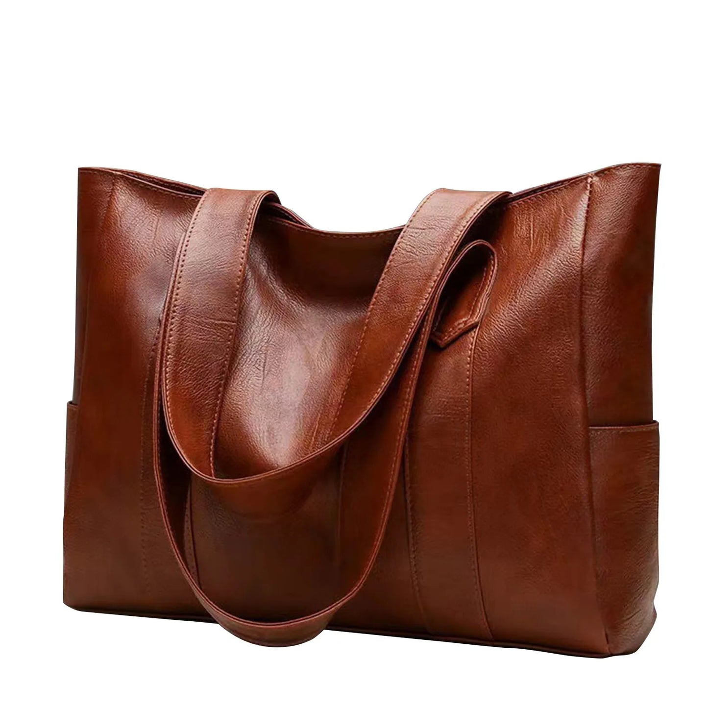Big Soft Leather Bag Female 2025 New Tide Version Of Everything Simple Large Capacity Tote Single Shoulder Handbag