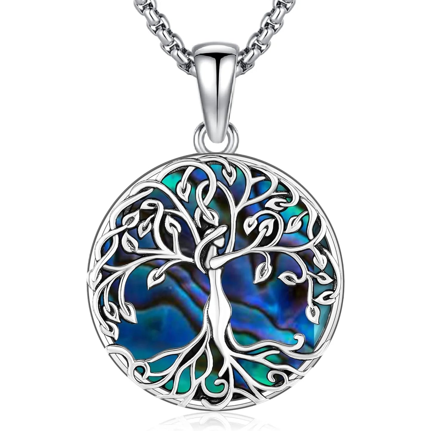 Tree of Life Necklace 925 Sterling Silver Tree of Life Abalone Shell Jewelry Gifts for Women Birthday Christmas Holiday