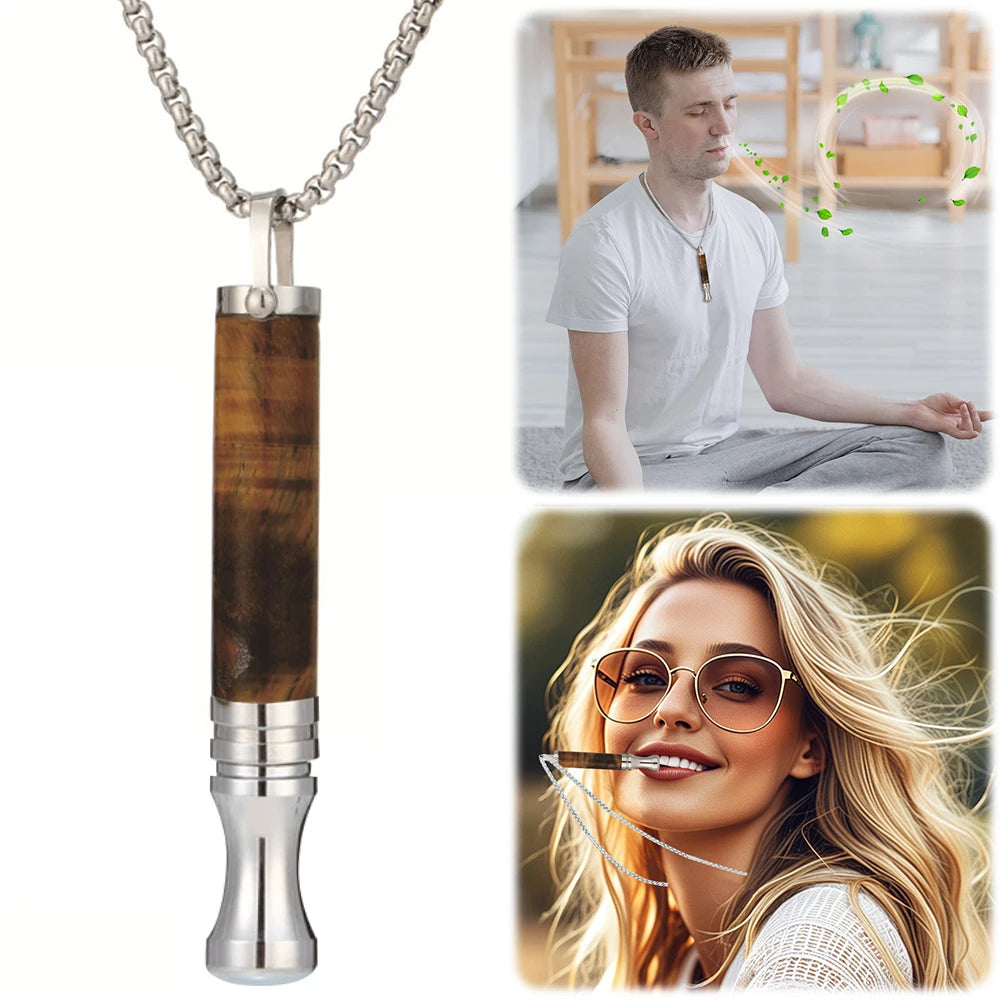 Breathing Necklace Stress Anxiety Relief Natural Calming Relief Chain Necklace Mindfulness Breathing Tool Anti Smoking Necklace