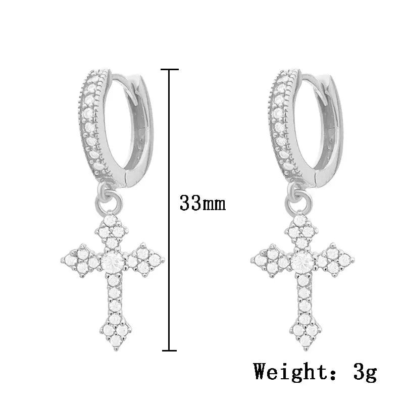 Classic Cross Point-Drill Crystal Exquisite White Color Earrings For Women Jewelry Gifts