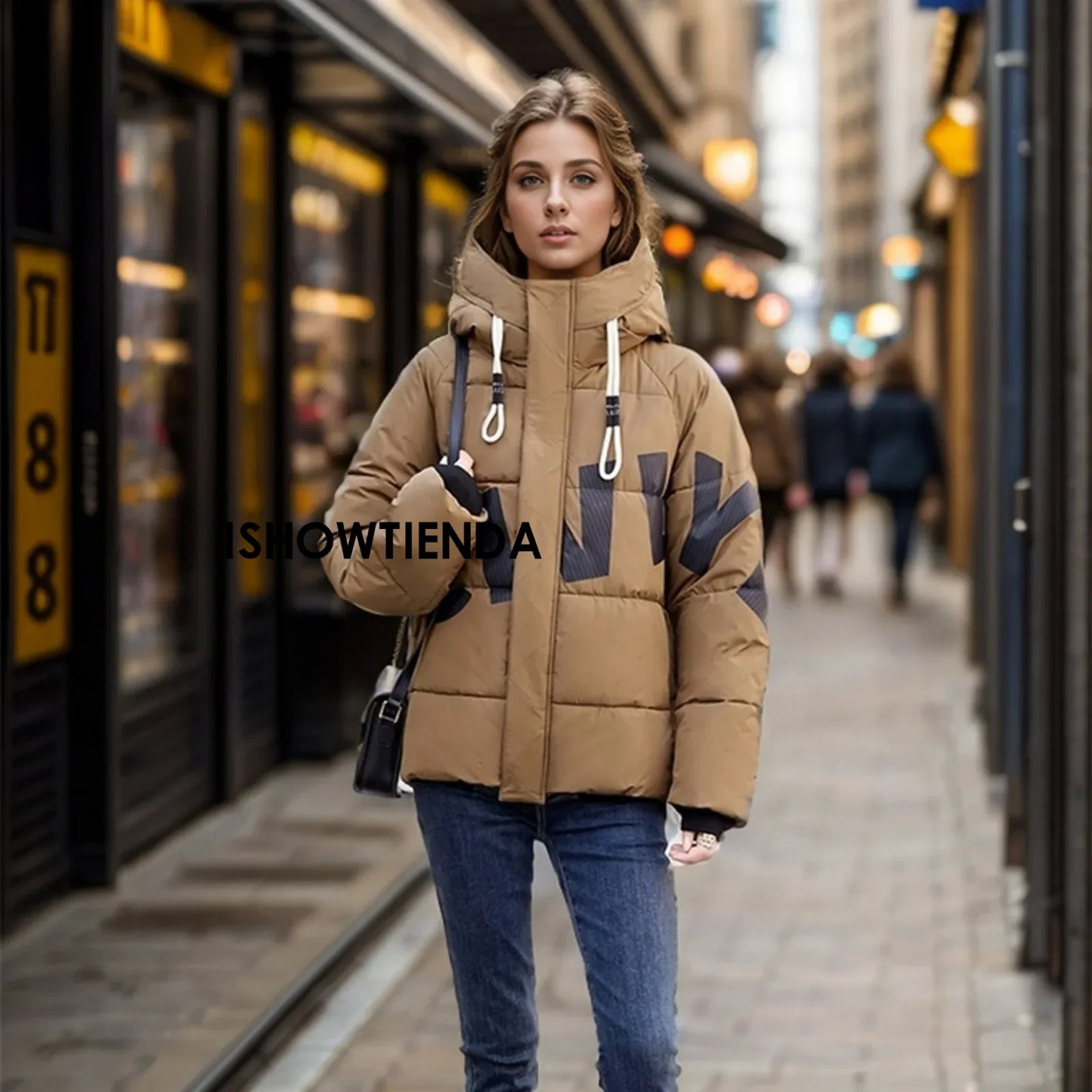 Thicken Jacket Letter Graphic Women Winter Coat Unisex Oversize Parkas Jacket  Coat Warm Baggy Casual Jackets Female Y2k
