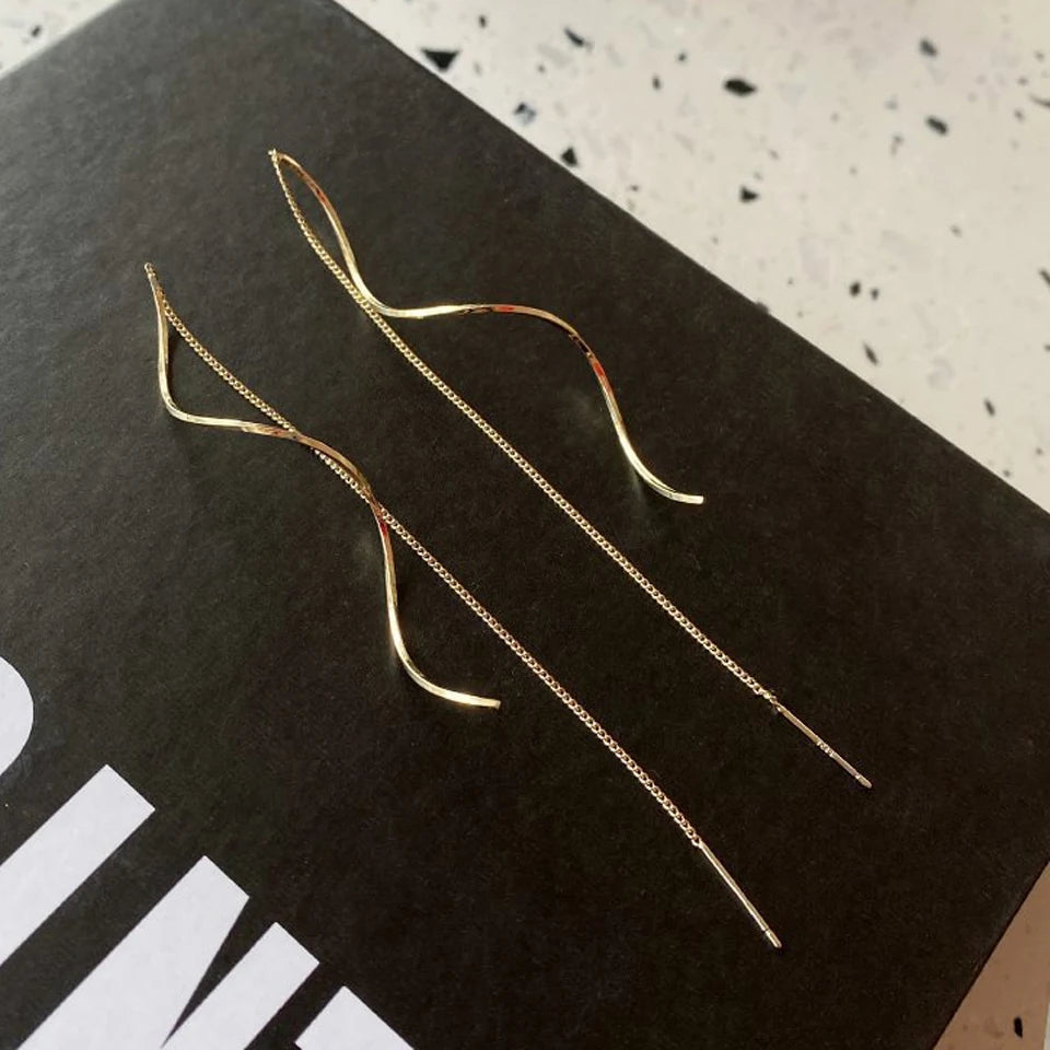 Fashion Long Tassel Threader Earrings For Women Simple Long Chain Earring Jewelry Gifts