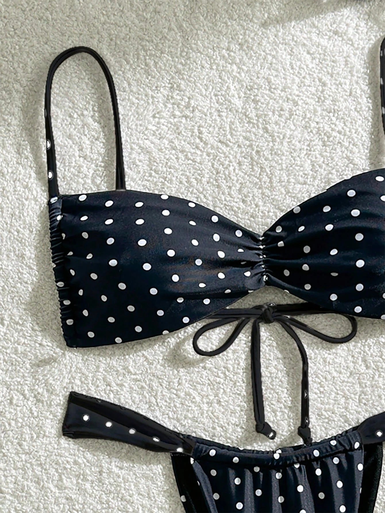 New summer 2025 niche polka dot cool sexy strappy bikini set