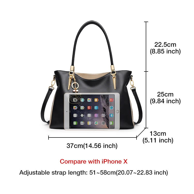 FOXER Elegant Women Shoulder Tote Bag Cowhide Fashion Luxury Design Female Handbag Purse Festival Gift for Wife,Mom