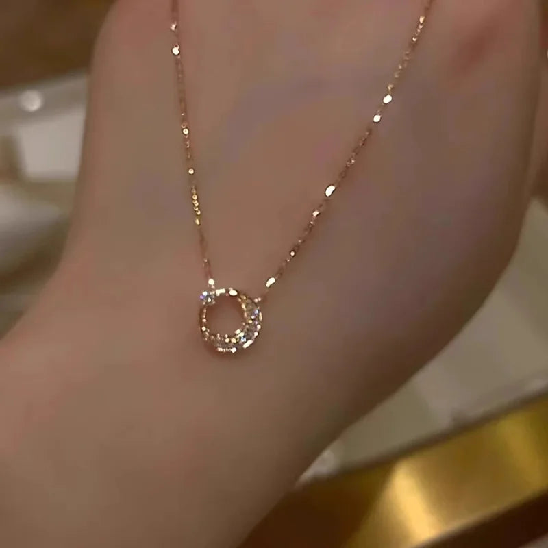 Sun, Moon and Stars Necklace Women's Light Luxury Niche Design Sense Zircon Pendant Clavicle Chain