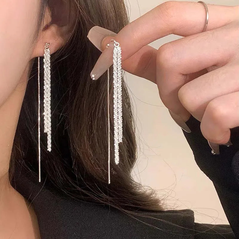 New Long Tassel Chain Dangle Earrings for Women Fashion Fine Earring Luxury
