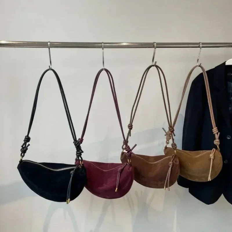 Faux Suede Super Popular Niche Suede Shoulder Bag for Women 2025 Hot Sale Single Crossbody Bags Underarm Dumpling Sweet Bags