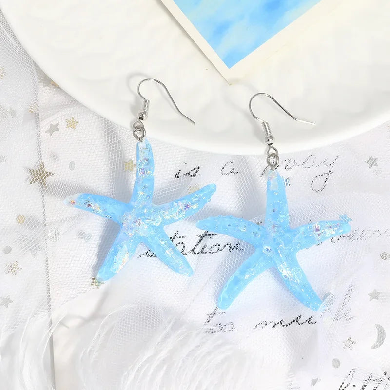 Multi layered Creative Rope Chain Fashion Beach Jewelry Gift Girl Boho White Blue Starfish Pendant With Necklace Women's
