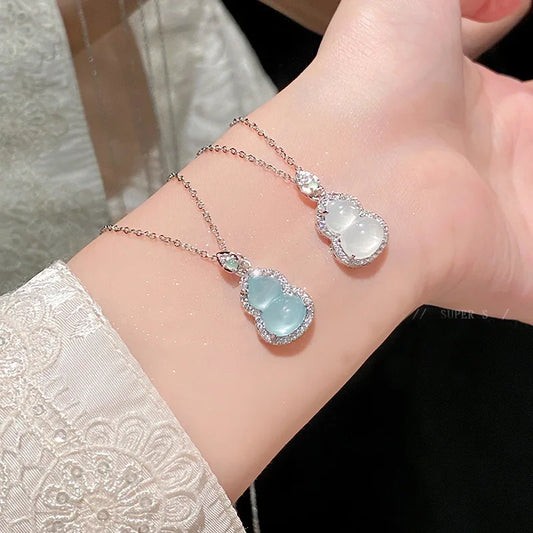 Chinese jade gourd necklace accessories women's national style clavicle chain light luxury necklace ancient style