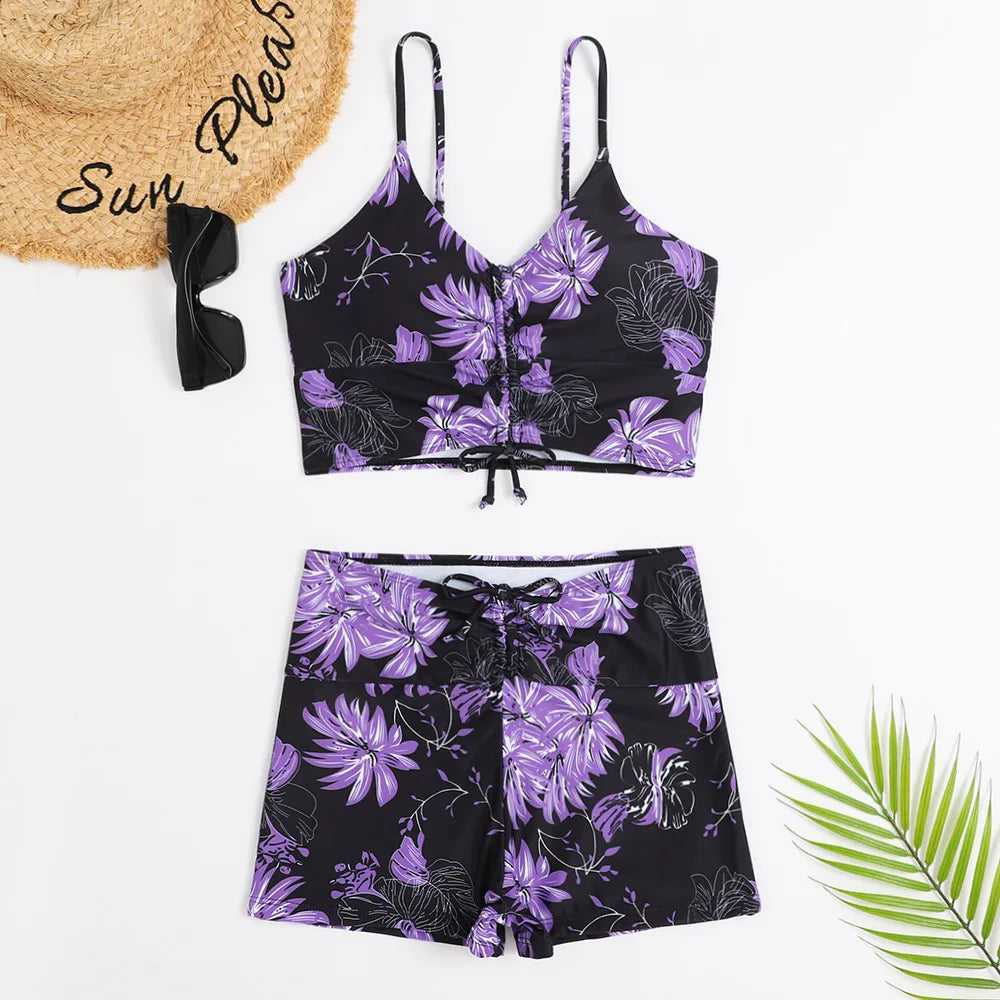 2025 High Waist Bikini Swimsuit Women Push Up Bikini Floral Swimsuit Print Bikini boxers Swimwear Swim Trunks Bathing Suit