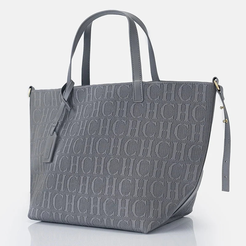 CH Women's Shoulder Bag Large Capacity Daily Commuter Crossbody Pure Colour Versatile Premium Sense Tote Bag Stylish Letter